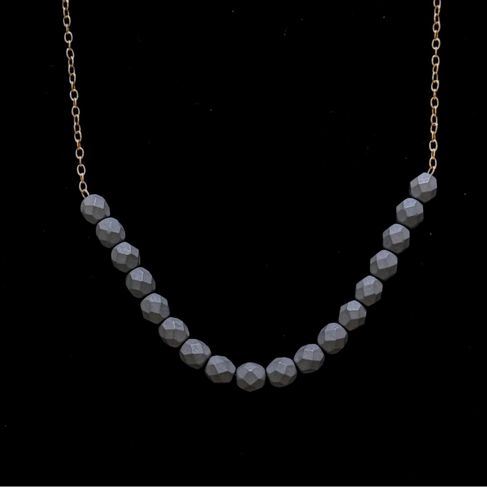 Gray Bead Stone Gold Toned Necklace 28” NWT See Description, Nest Pretty Things
